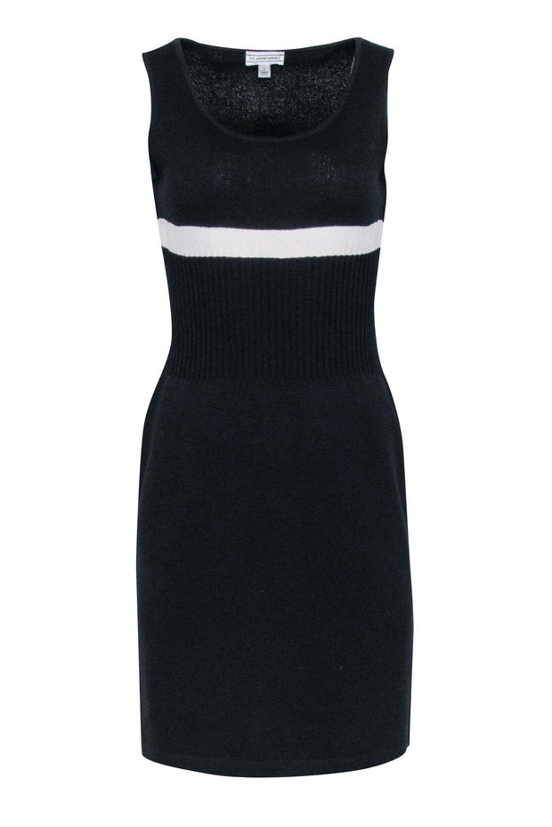 Current Boutique-St. John - Black Knit Sheath Dress w/ White Stripe Sz S
