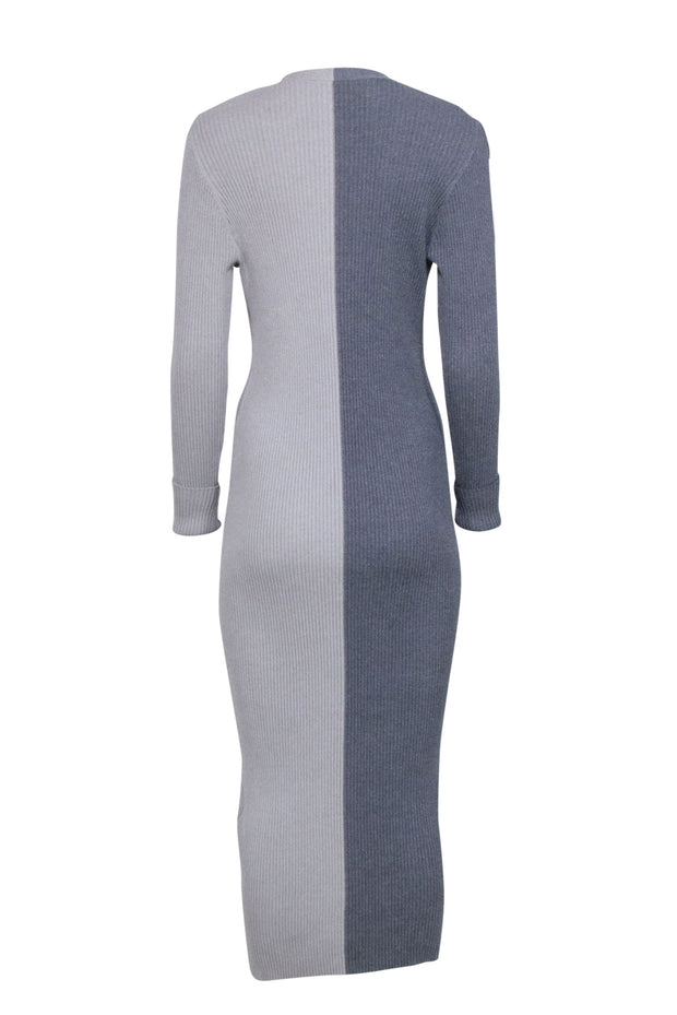 Current Boutique-Staud - Grey Knit Two-Tone Maxi Dress Sz L