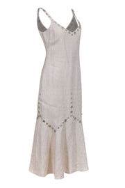 Current Boutique-Staud - Beige Linen Midi Dress w/ Tortoise Button Trim Sz 4