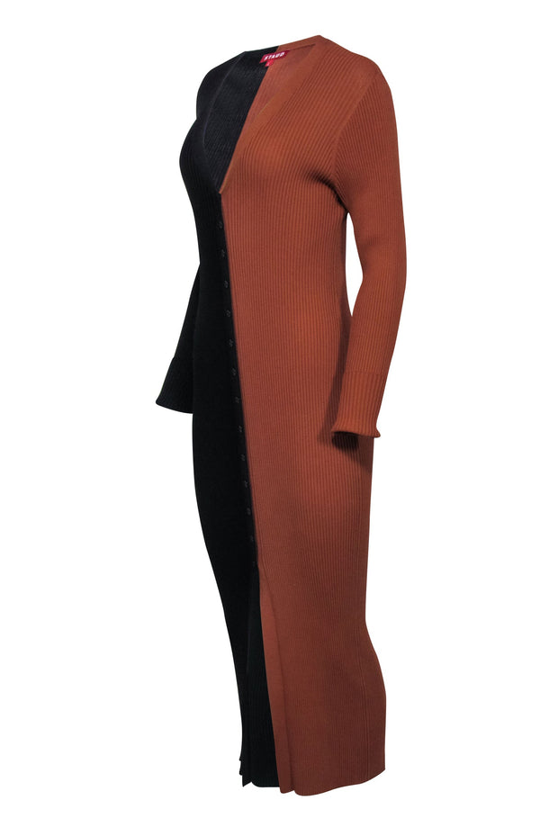 Current Boutique-Staud - Tan & Black Knit Two-Tone Maxi Dress Sz L