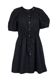 Current Boutique-Staud - Black Cotton Poplin Button Up Puff Sleeve Dress Sz XS