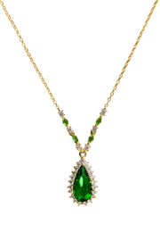 Current Boutique-Stauer - Green & Gold Helenite Teardrop Necklace