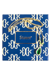 Current Boutique-Stauer - Green & Gold Helenite Teardrop Necklace