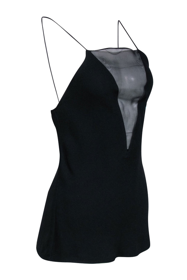 Current Boutique-Stella McCartney - Black Tank Blouse w/ Silk Mesh V Detail Sz 2