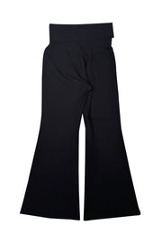 Stella McCartney - Black Knit Fold Over Waist Wide Leg Pants Sz 12 - Current Boutique