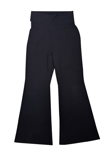 Stella McCartney - Black Knit Fold Over Waist Wide Leg Pants Sz 12 - Current Boutique