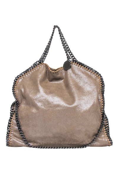 Current Boutique-Stella McCartney - Beige "Falabella" Vegan Suede Chain Bag w/ Stitched Trim