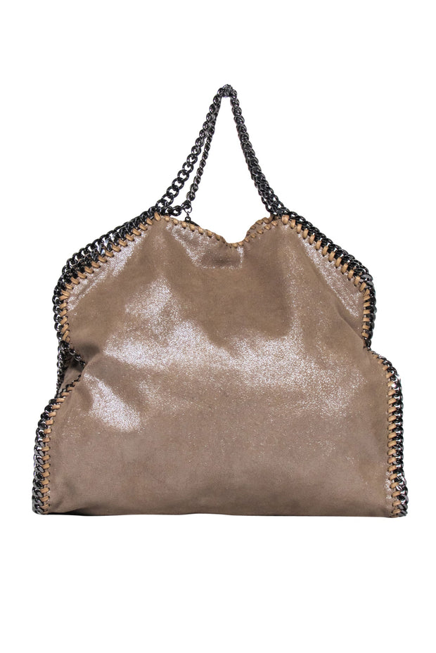 Current Boutique-Stella McCartney - Beige "Falabella" Vegan Suede Chain Bag w/ Stitched Trim