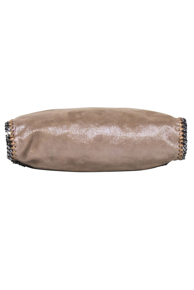 Current Boutique-Stella McCartney - Beige "Falabella" Vegan Suede Chain Bag w/ Stitched Trim