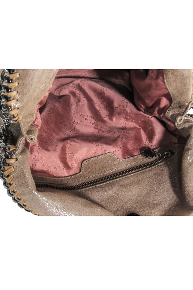 Current Boutique-Stella McCartney - Beige "Falabella" Vegan Suede Chain Bag w/ Stitched Trim