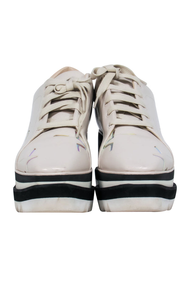 Current Boutique-Stella McCartney - Cream & Black Platform Sneakers w/ Iridescent Stars Sz 10