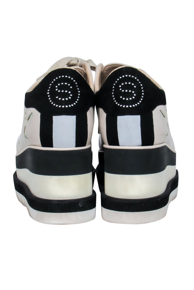 Current Boutique-Stella McCartney - Cream & Black Platform Sneakers w/ Iridescent Stars Sz 10