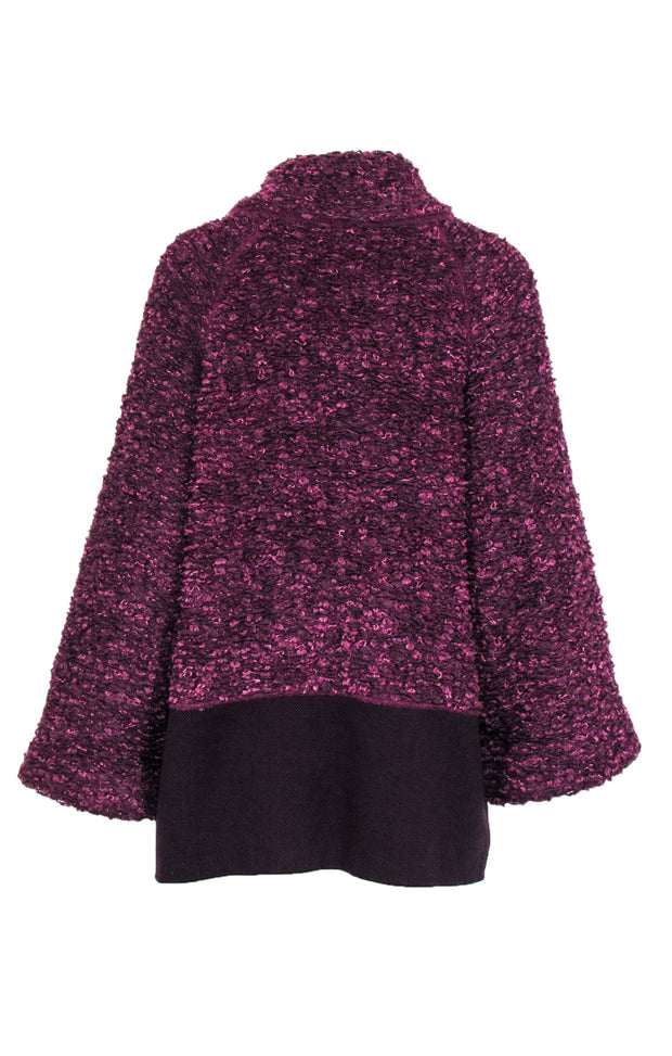 Current Boutique-Stizzoli - Purple Textured Knit Wrap Jacket Sz 16