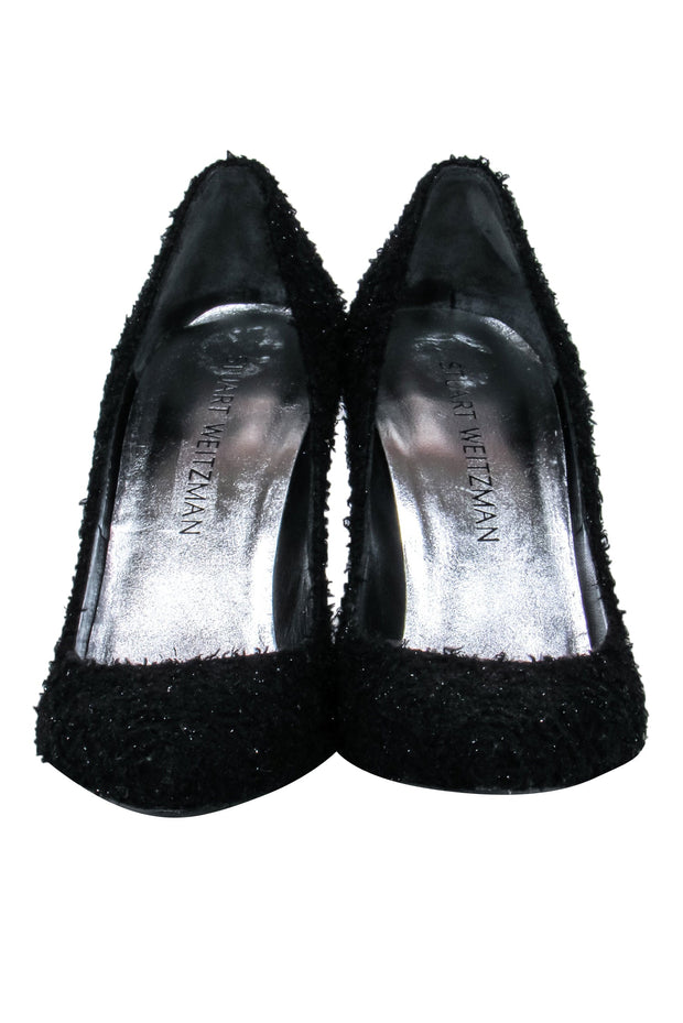 Current Boutique-Stuart Weitzman - Black Boucle Tweed Pointed Toe Pumps Sz 7.5
