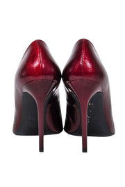 Current Boutique-Stuart Weitzman - Maroon Textured Leather Pointed Toe Pumps Sz 8.5