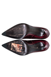 Current Boutique-Stuart Weitzman - Maroon Textured Leather Pointed Toe Pumps Sz 8.5