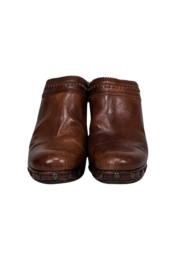 Current Boutique-Stuart Weitzman - Tan Leather Heeled Clogs Sz 8