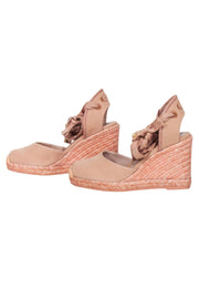 Current Boutique-Stuart Weitzman - Pink "Marguerita" Espadrille Wedges Sz 5.5