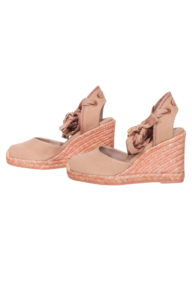 Current Boutique-Stuart Weitzman - Pink "Marguerita" Espadrille Wedges Sz 5.5