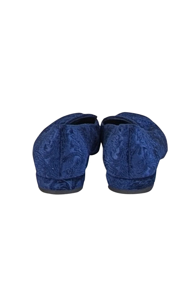 Stuart Weitzman - Dark Blue Velvet Brocade Loafers Sz 7.5 - Current Boutique