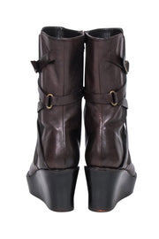 Current Boutique-Stuart Weitzman - Brown Buckle Detail Wedged Boots Sz 8.5