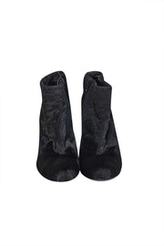 Current Boutique-Stuart Weitzman - Black Fur Coated Short Boots Sz 9