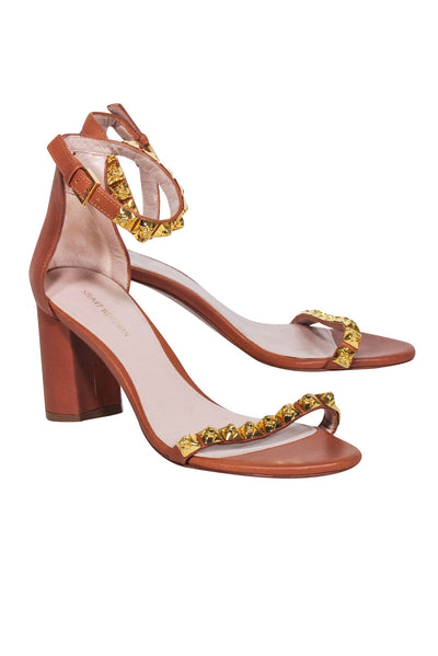 Current Boutique-Stuart Weitzman - Tan Studded Leather Sandals Sz 7.5