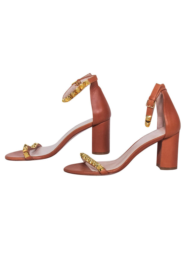 Current Boutique-Stuart Weitzman - Tan Studded Leather Sandals Sz 7.5