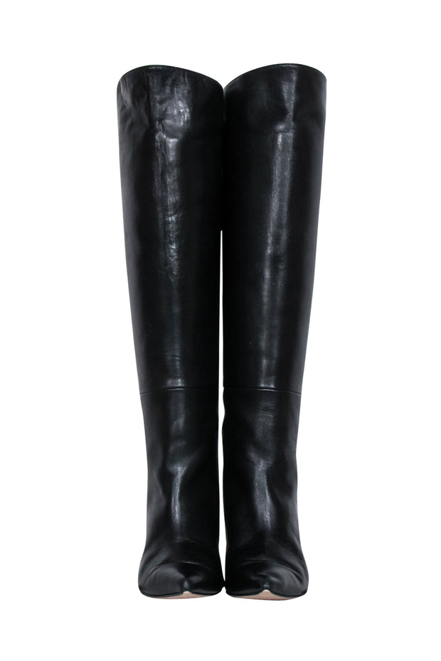 Current Boutique-Stuart Weitzman - Black Leather Tall Boots w/ Stiletto Heel Sz 6