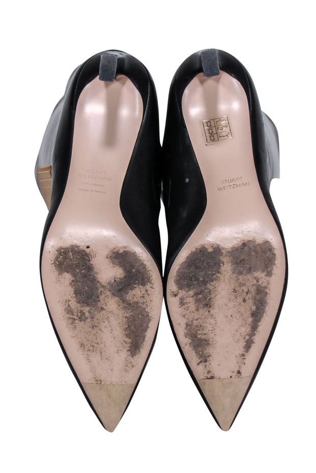 Current Boutique-Stuart Weitzman - Black Leather Tall Boots w/ Stiletto Heel Sz 6