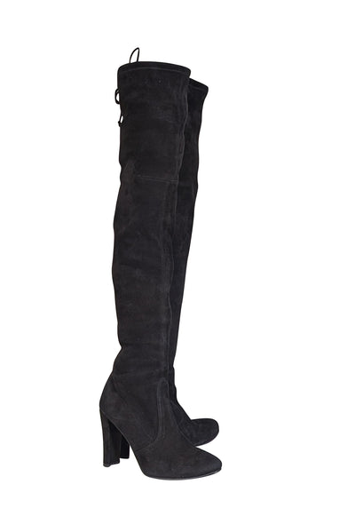 Stuart Weitzman - Black Suede Over The Knee Tall Boots Sz 6.5 - Current Boutique