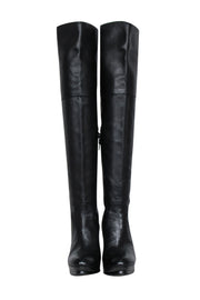 Current Boutique-Stuart Weitzman - Black Leather Platform Stiletto Boots Sz 8.5