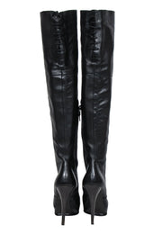 Current Boutique-Stuart Weitzman - Black Leather Platform Stiletto Boots Sz 8.5