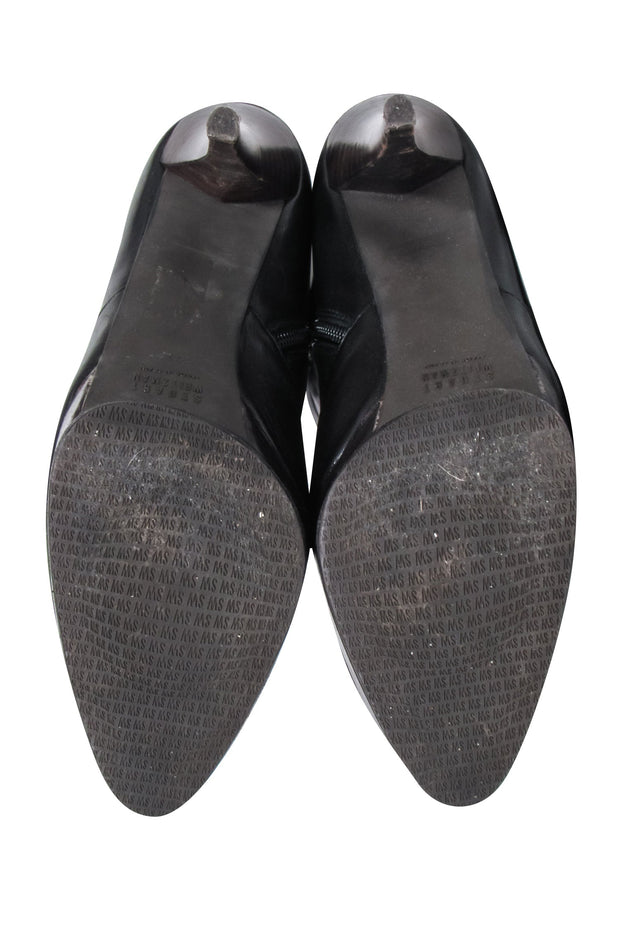 Current Boutique-Stuart Weitzman - Black Leather Platform Stiletto Boots Sz 8.5