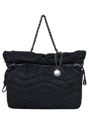 Current Boutique-Stuart Weitzman - Black Quilted Puffer Tote Bag w/ Chain Straps
