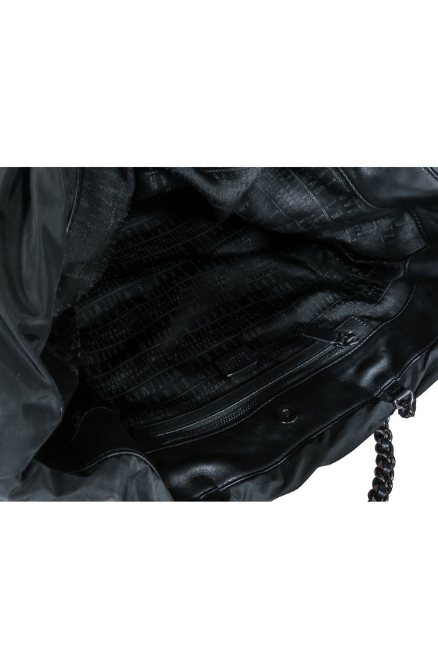 Current Boutique-Stuart Weitzman - Black Quilted Puffer Tote Bag w/ Chain Straps