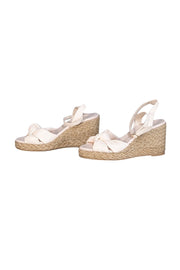 Stuart Weitzman - Cream Leather Upper Espadrille Wedges Sz 6 - Current Boutique