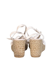 Stuart Weitzman - Cream Leather Upper Espadrille Wedges Sz 6 - Current Boutique
