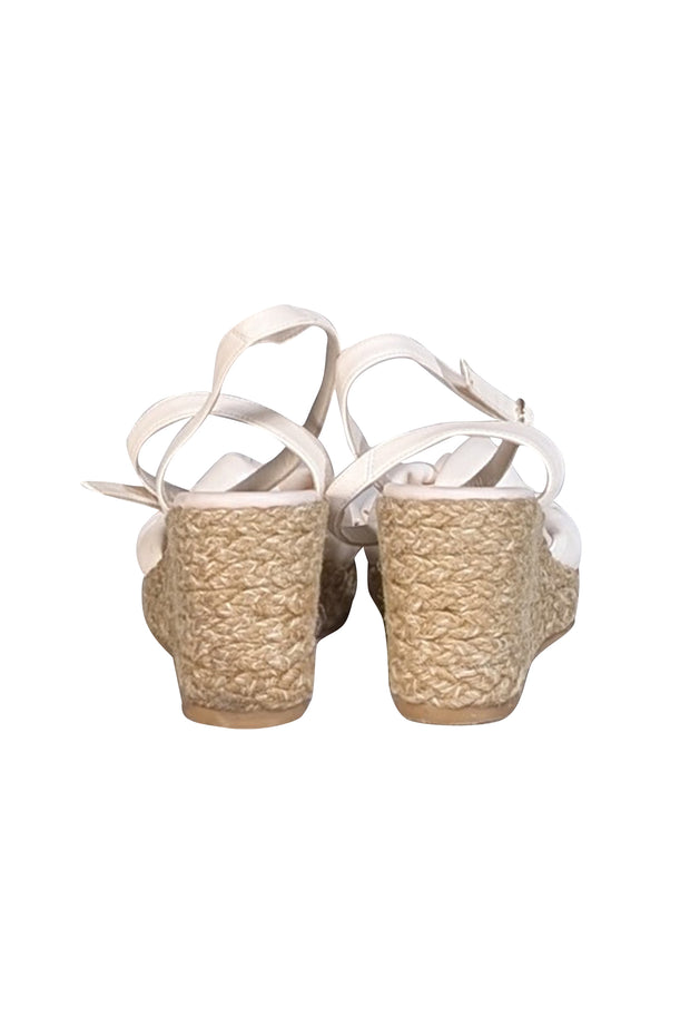 Stuart Weitzman - Cream Leather Upper Espadrille Wedges Sz 6 - Current Boutique