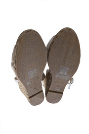 Stuart Weitzman - Cream Leather Upper Espadrille Wedges Sz 6 - Current Boutique