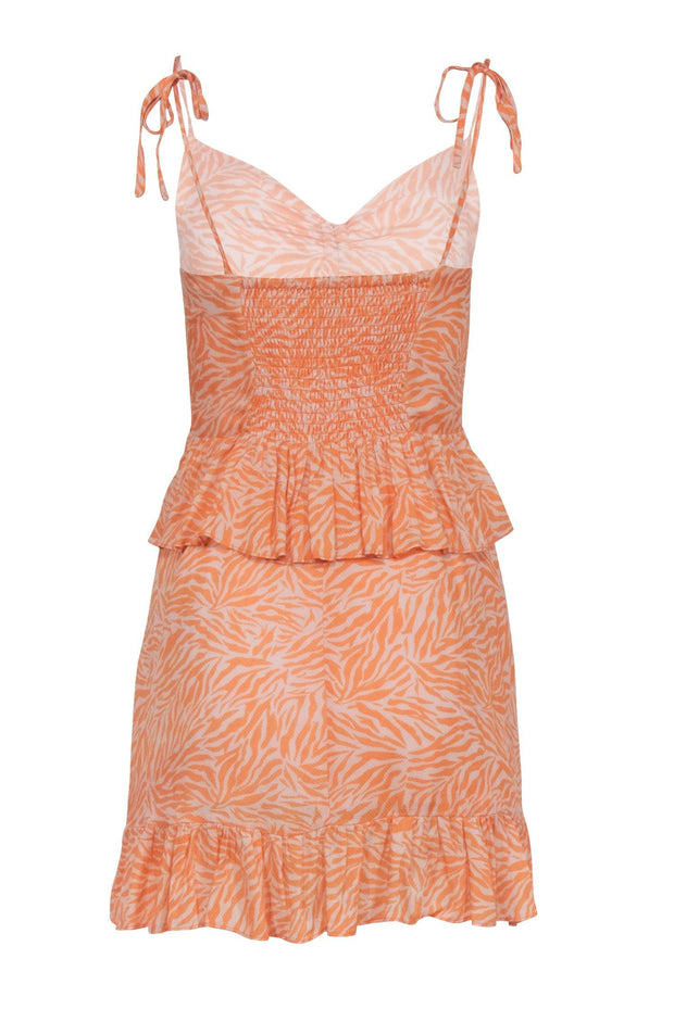 Current Boutique-Suboo - Orange & Lilac Print Sleeveless Ruffle Dress Sz S