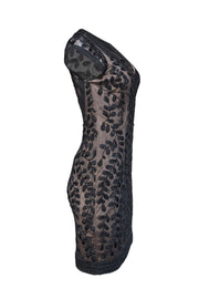 Sue Wong - Black Lace Beaded V-Neckline Dress Sz 6 - Current Boutique