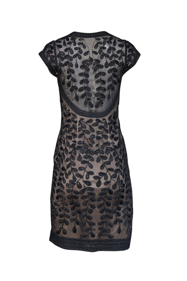 Sue Wong - Black Lace Beaded V-Neckline Dress Sz 6 - Current Boutique