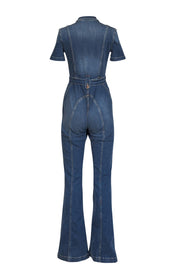 SukiSo - Medium Wash Belted Denim Jumpsuit Sz XS - Current Boutique