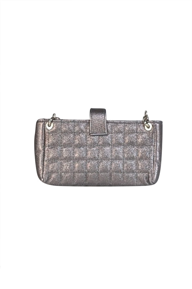 Suzi Roher - Silver Gunmetal Quilted Phone Crossbody Bag - Current Boutique