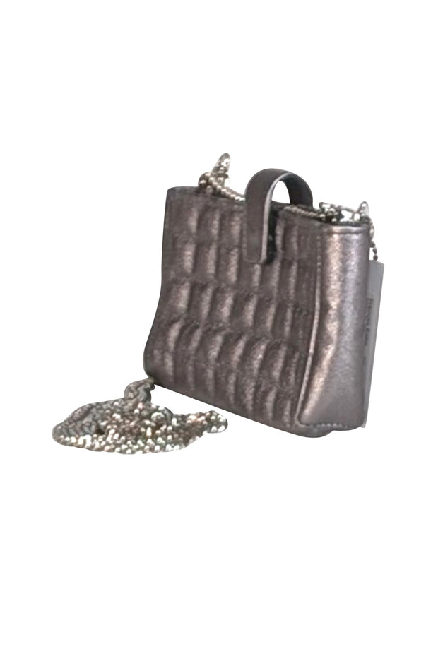 Suzi Roher - Silver Gunmetal Quilted Phone Crossbody Bag - Current Boutique