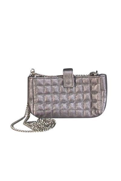 Suzi Roher - Silver Gunmetal Quilted Phone Crossbody Bag - Current Boutique