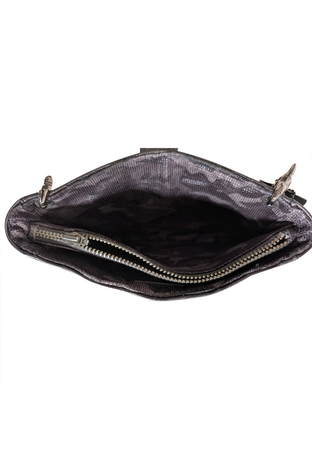 Suzi Roher - Silver Gunmetal Quilted Phone Crossbody Bag - Current Boutique