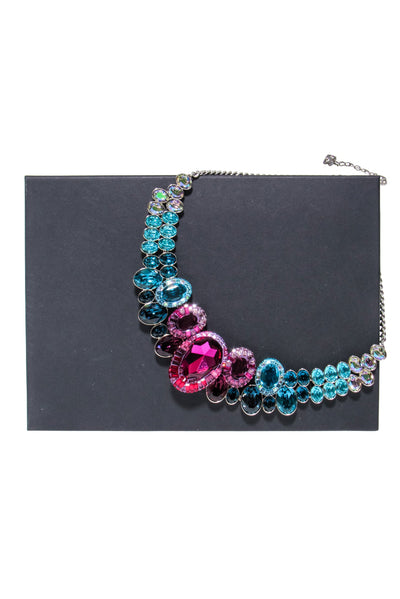 Current Boutique-Swarovski - Pink, Blue, & Iridescent Stoe Statement Necklace