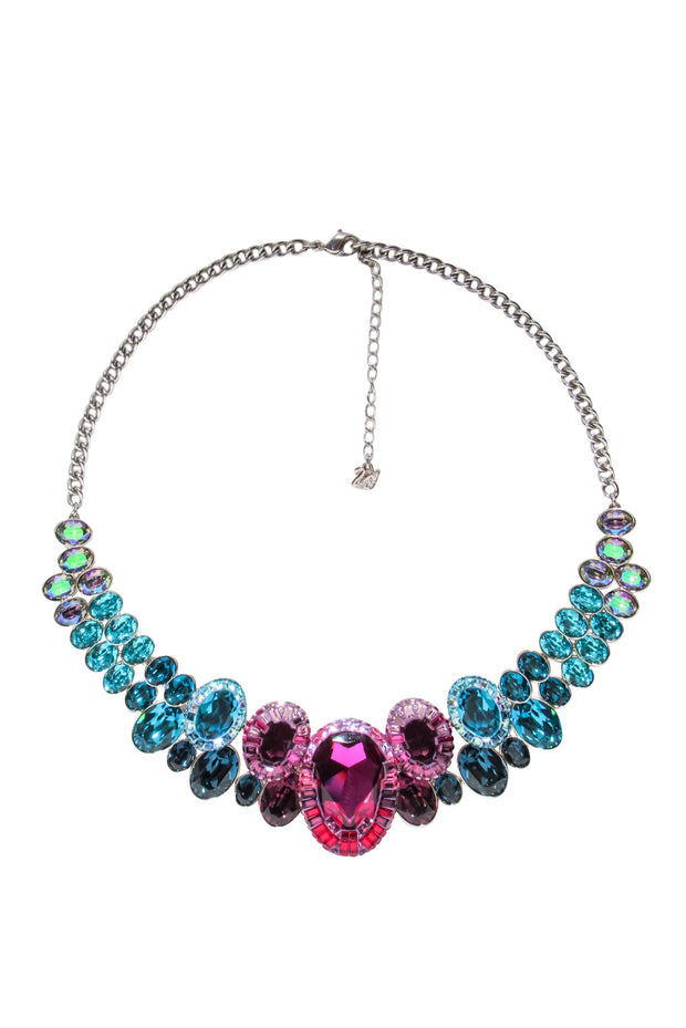 Current Boutique-Swarovski - Pink, Blue, & Iridescent Stoe Statement Necklace